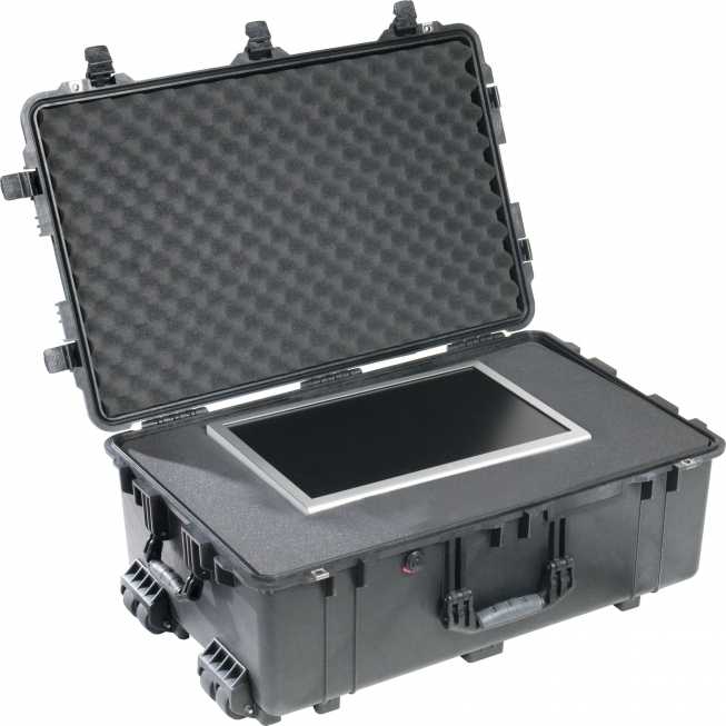 Mallette de transport roulante 80x32x52cm mousse prédécoupée Mallette de transport roulante 80x32x52cm mousse prédécoupée