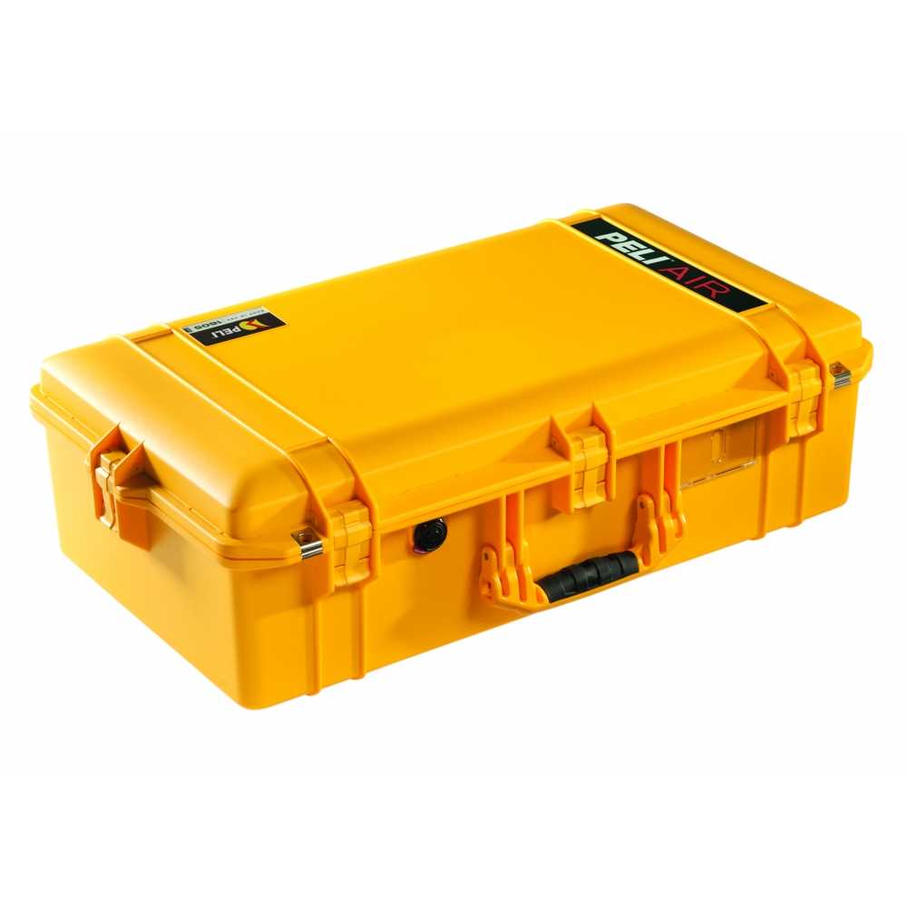 closed security transport case seventy-three centimetres long, colour yellow