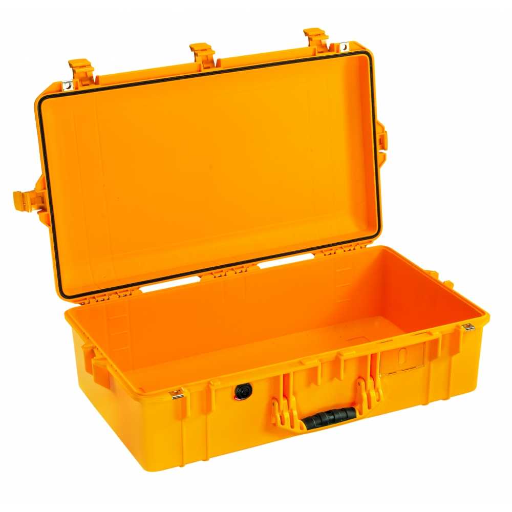 mallette transport securite ouverte soixante treize centimetre de long vide jaune