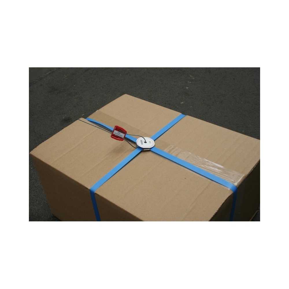 package with strap seal to prevent opening