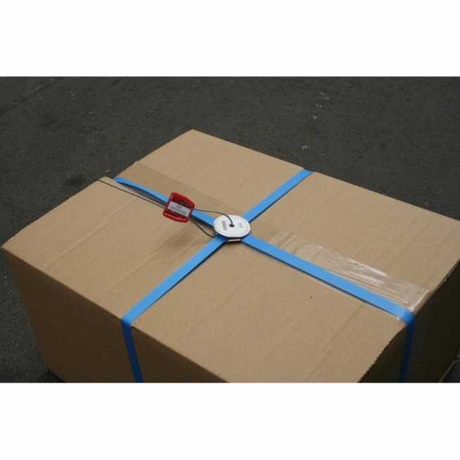 package with strap seal to prevent opening