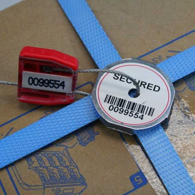 security seal red serial number close view