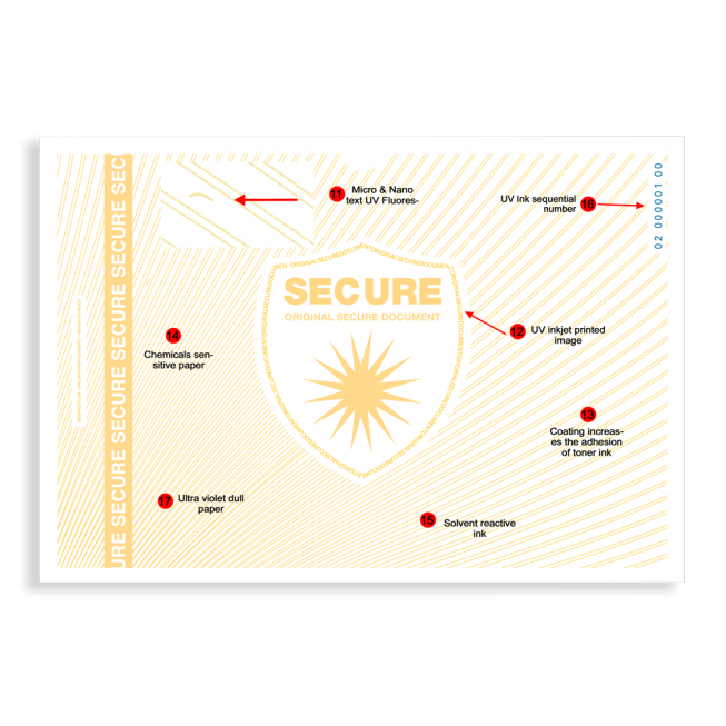papier diplome haute securise x17 point securite invisible encre uv anglais