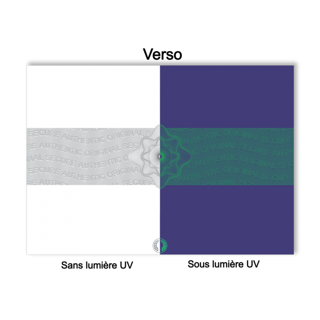 papier diplome verso encre uv verte