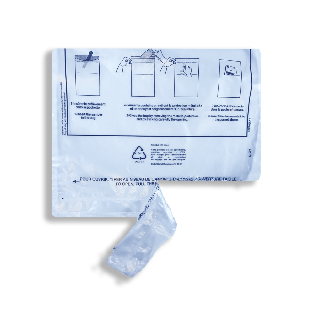 Secure double-pocket sealed pouch for laboratory & medical analyses - 4