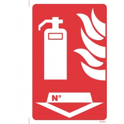 Panneau extincteur flèche/flammes - drapeau - 1