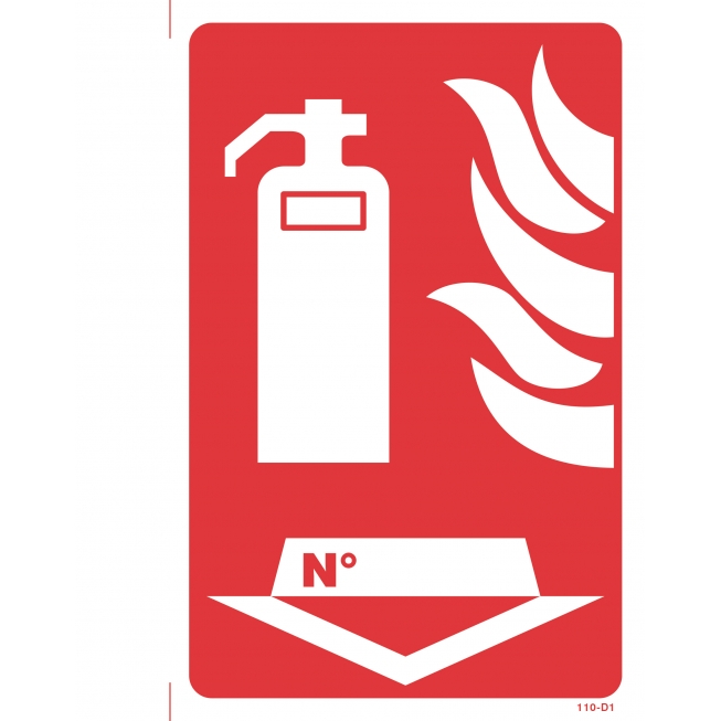 Panneau extincteur flèche/flammes - drapeau - 1