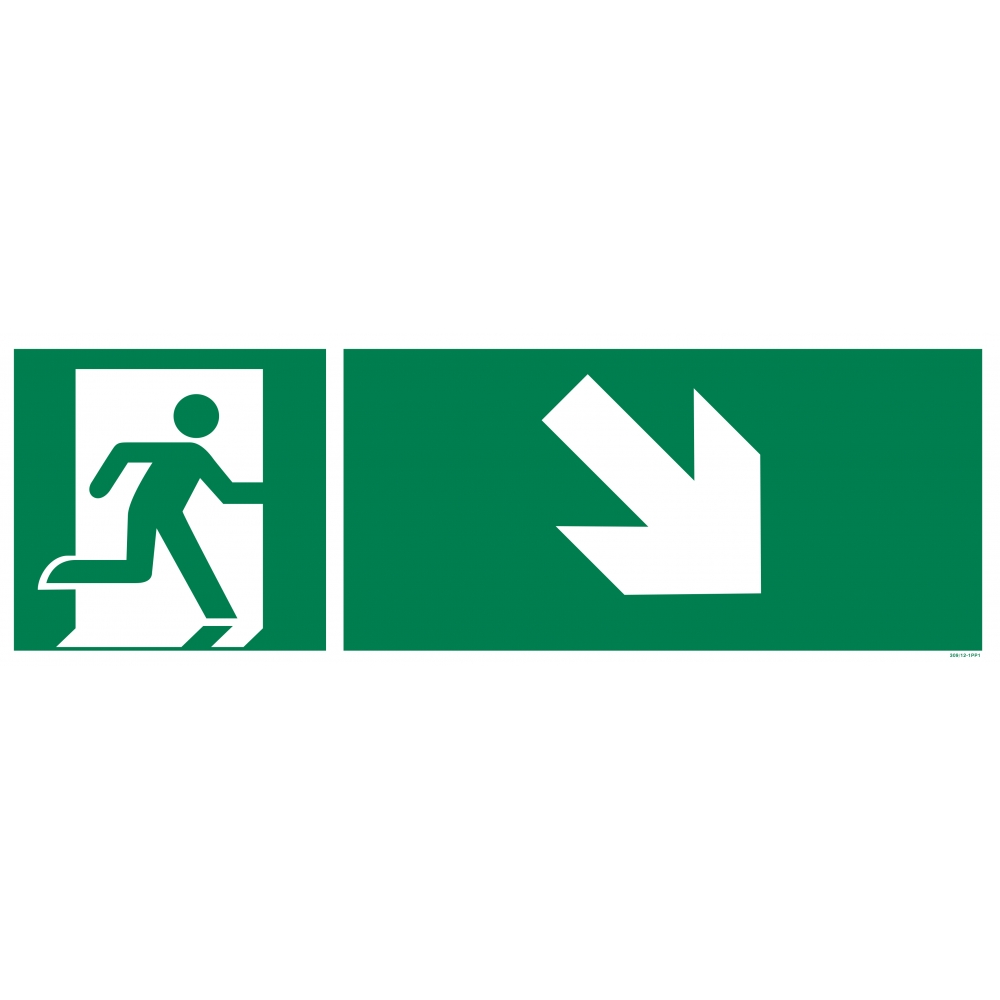 Evacuation picto sign + downhill arrow / recto/verso - 1