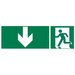 Evacuation sign + down arrow on both sides - 1