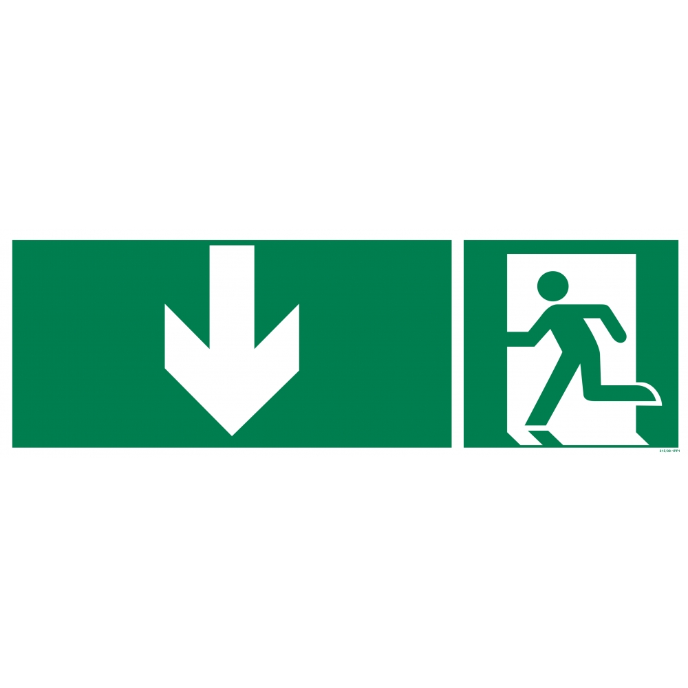 Evacuation sign + down arrow on both sides - 1