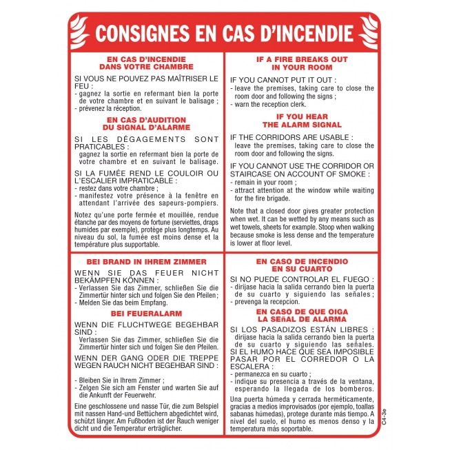 Consignes hotel 4 langues - 1