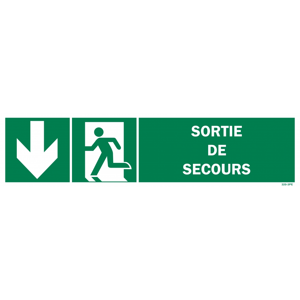Emergency exit sign + picto + left arrow down - 1