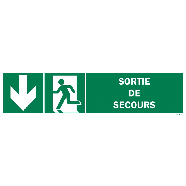 Emergency exit sign + picto + left arrow down - 1