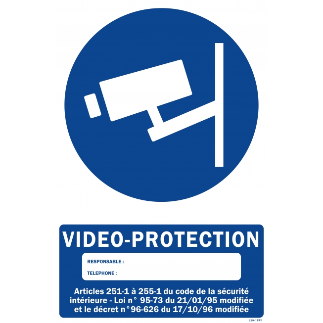 Panneau video protection + picto - 1 Panneau video protection + picto - 1