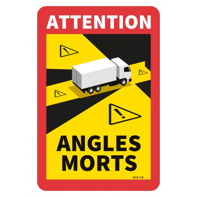 Panneau vinyle adhésif attention angles morts camion - 1