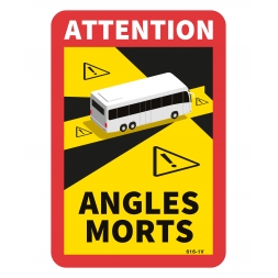 Panneau vinyle adhésif attention angles morts car - 1
