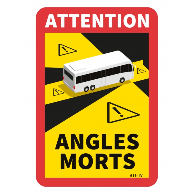 Panneau vinyle adhésif attention angles morts car - 1