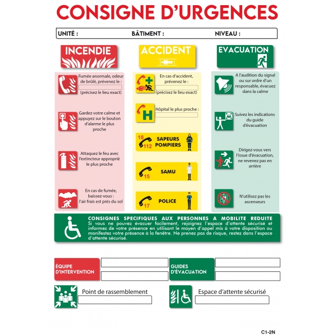 Fire safety instructions - 1