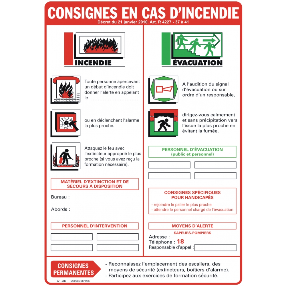 Fire safety instructions - White background - 1
