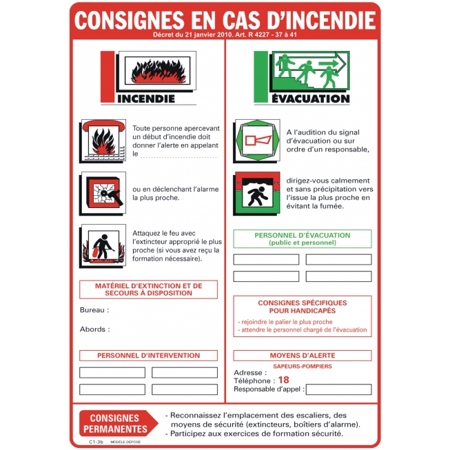 Fire safety instructions - White background - 1