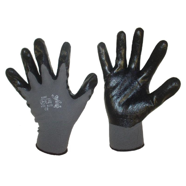 Gants en nylon enduits de nitrile noir - 1