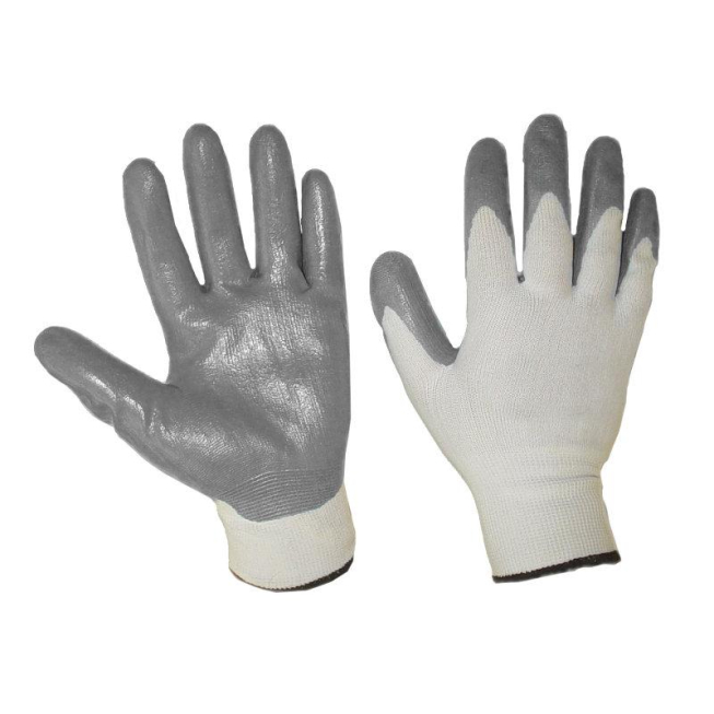 Gants en nylon enduits de nitrile gris - 1 Gants en nylon enduits de nitrile gris - 1