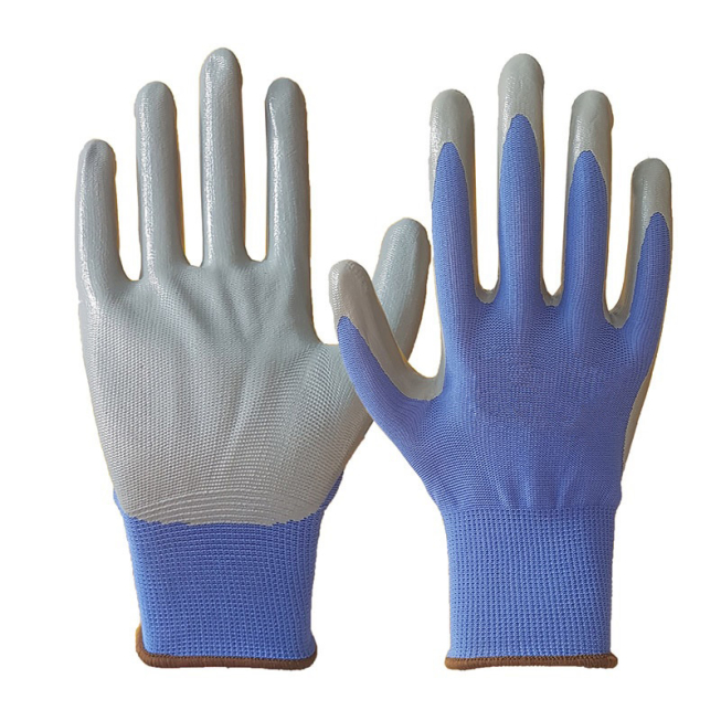 Seamless blue nylon gloves - 1