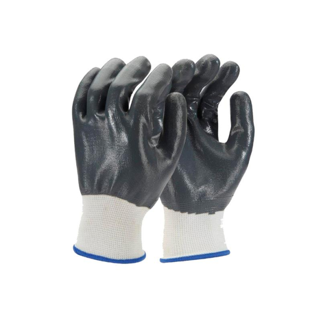 Polyester gloves fully coated with nitrile - 1