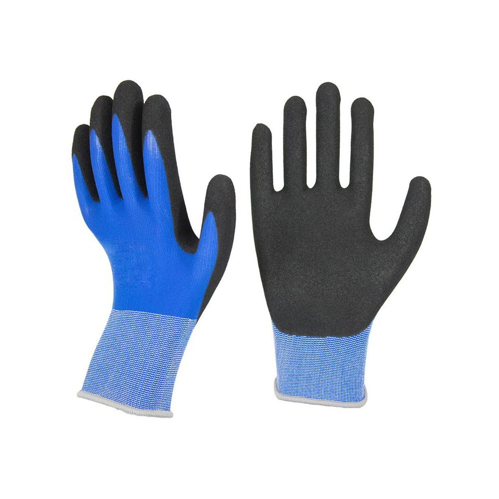 Blue Nylon Gloves with Sandblasted Finish - Optimum Comfort & Durability