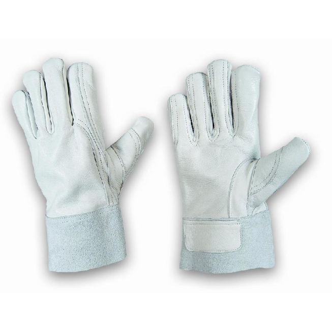 Gants de protection en cuir pleine fleur renforcé avec manchette 8 cm - 1