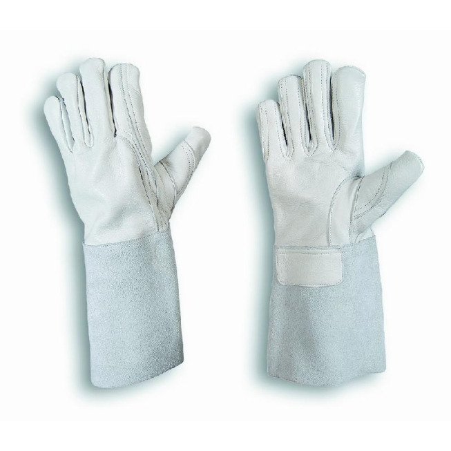 Gants de protection en cuir pleine fleur renforcé avec manchette 15 cm - 1