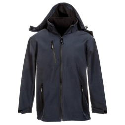 Marine blue softshell jacket with removable hood - 1