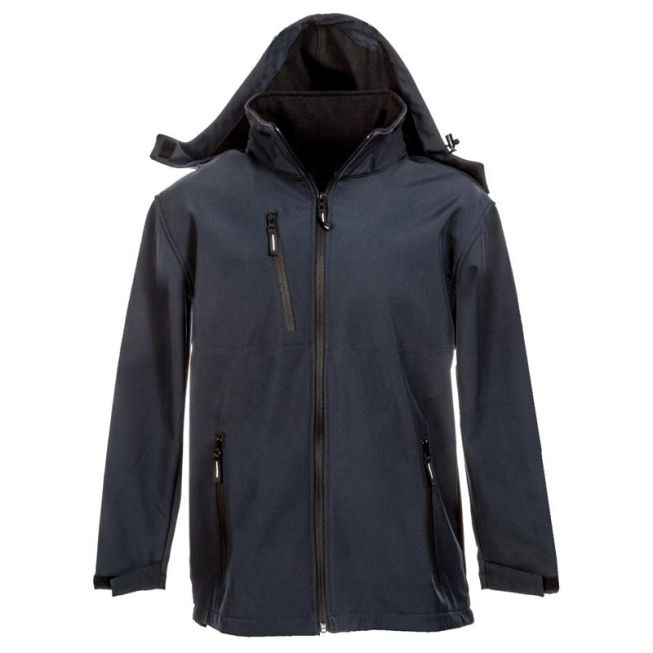 Veste Softshell bleue marine avec capuche amovible - 1