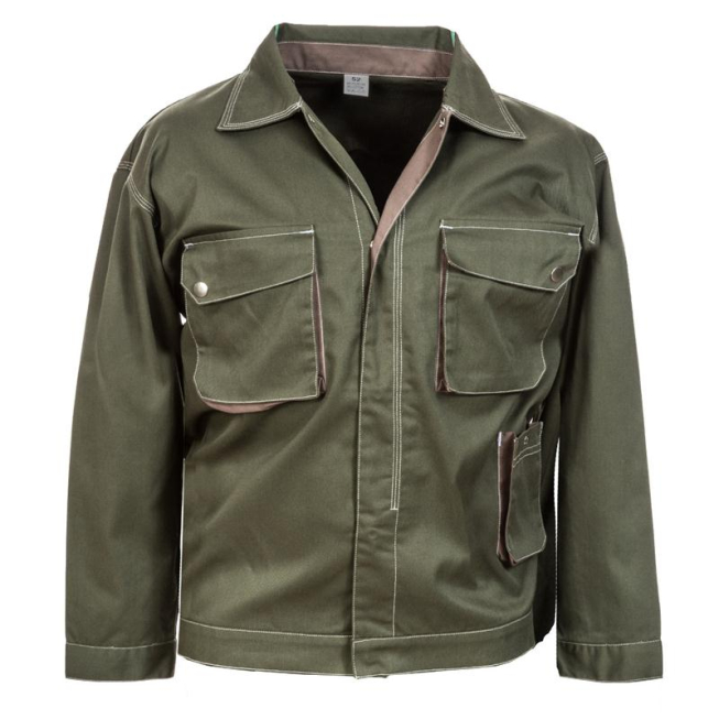 Green elasticated work jacket - 1