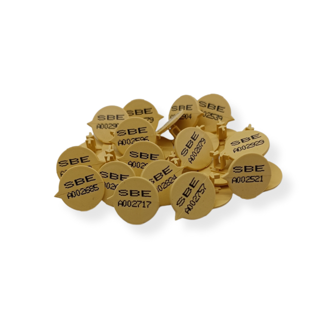 Scellé Bouton rond numéroté pour pochette sécurisée jaune - 1