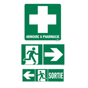 Photoluminescent evacuation signs (GREEN)