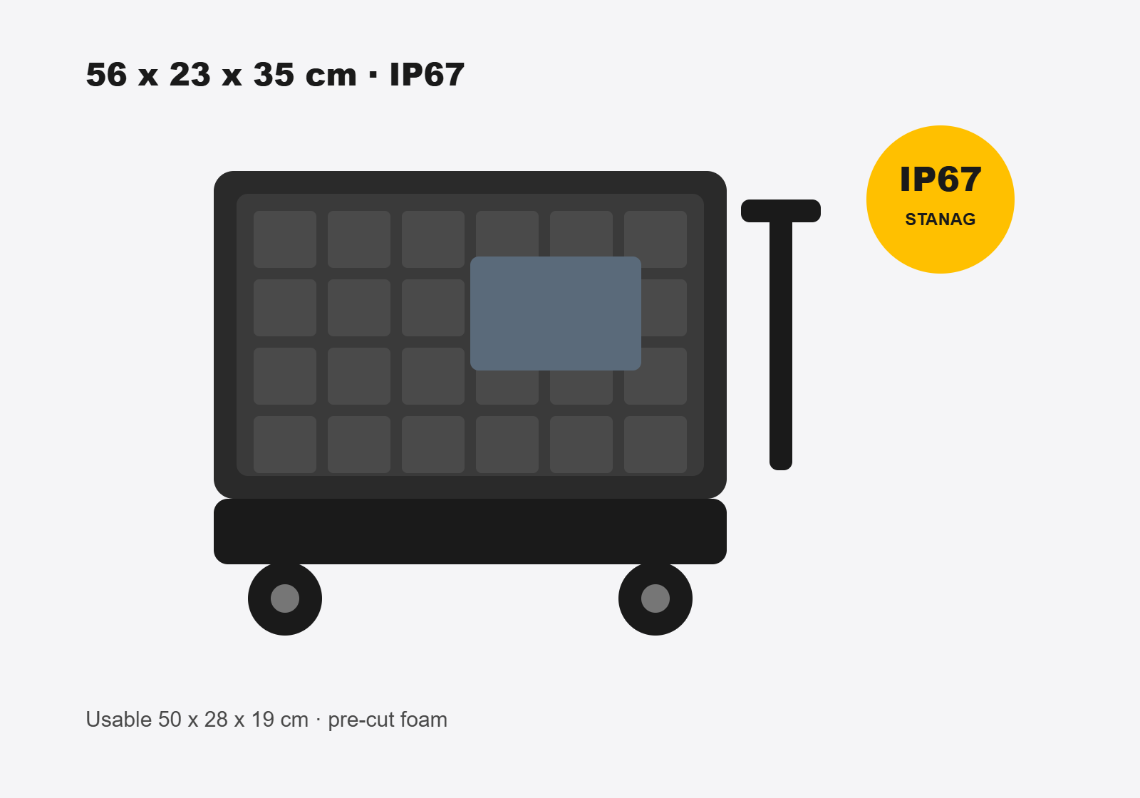 rolling case open foam