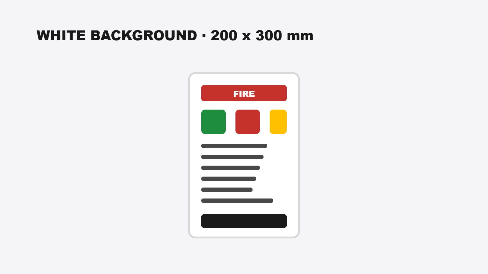 White background fire safety instruction sign 200 x 300 mm, SBE screen printed