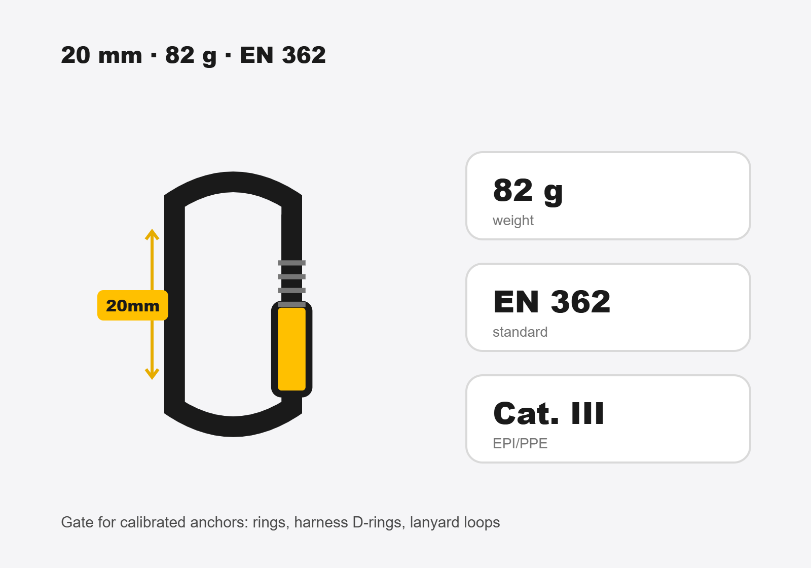 EN 362 marking on the body of the screw-sleeve carabiner
