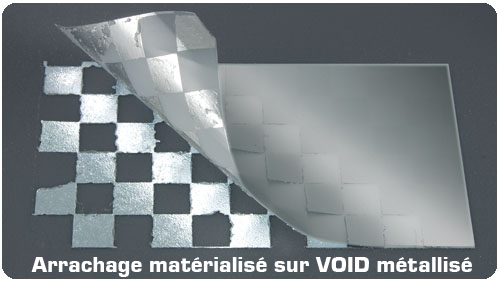 Étiquette Anti Fraude VOID en Polyester Impression Noire Sécurité