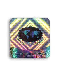 Scellé holographique carré Global Map Authentification avec numéro séquentiel gravé au laser