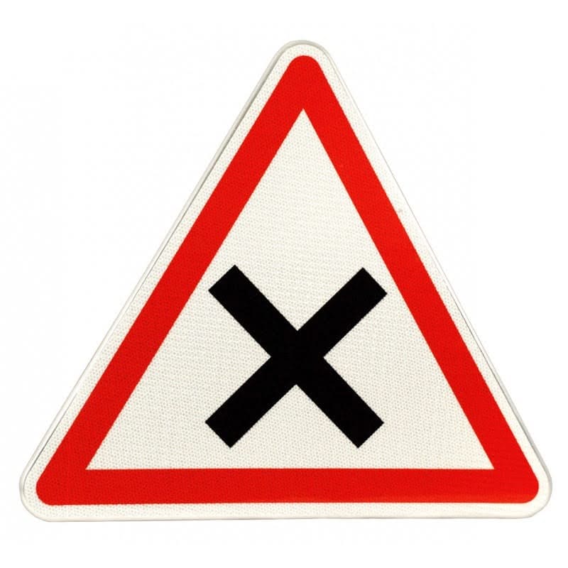 panneau priorité à droite AB1 croix noire fond blanc
