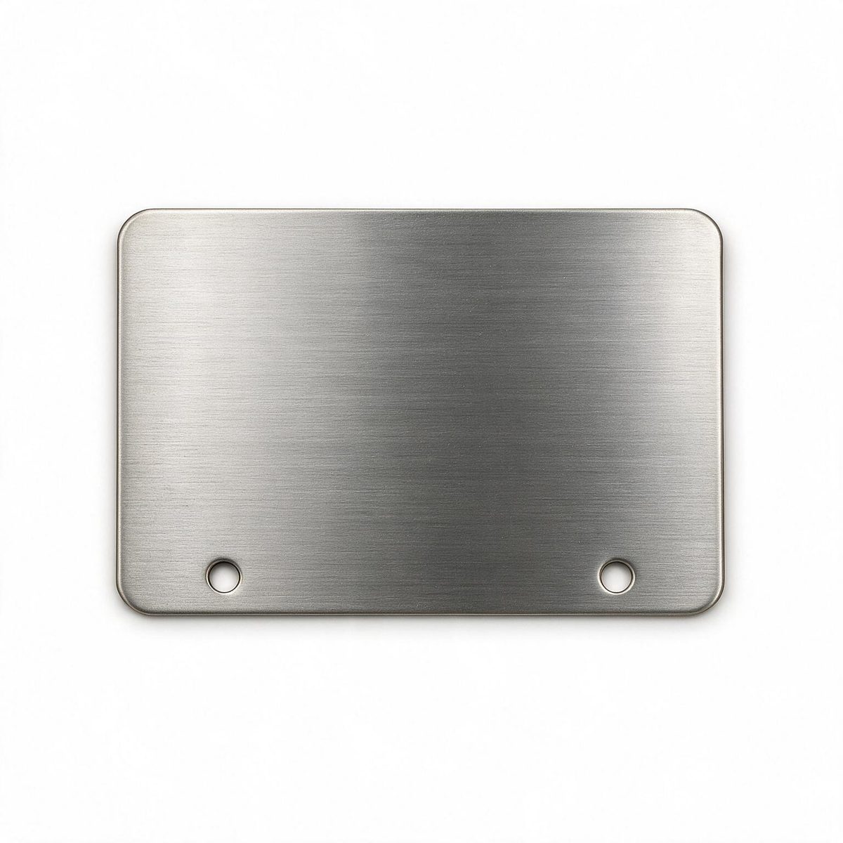 Rigid brushed aluminium plate with 2 fixing holes Rigid brushed aluminium plate with 2 fixing holes
