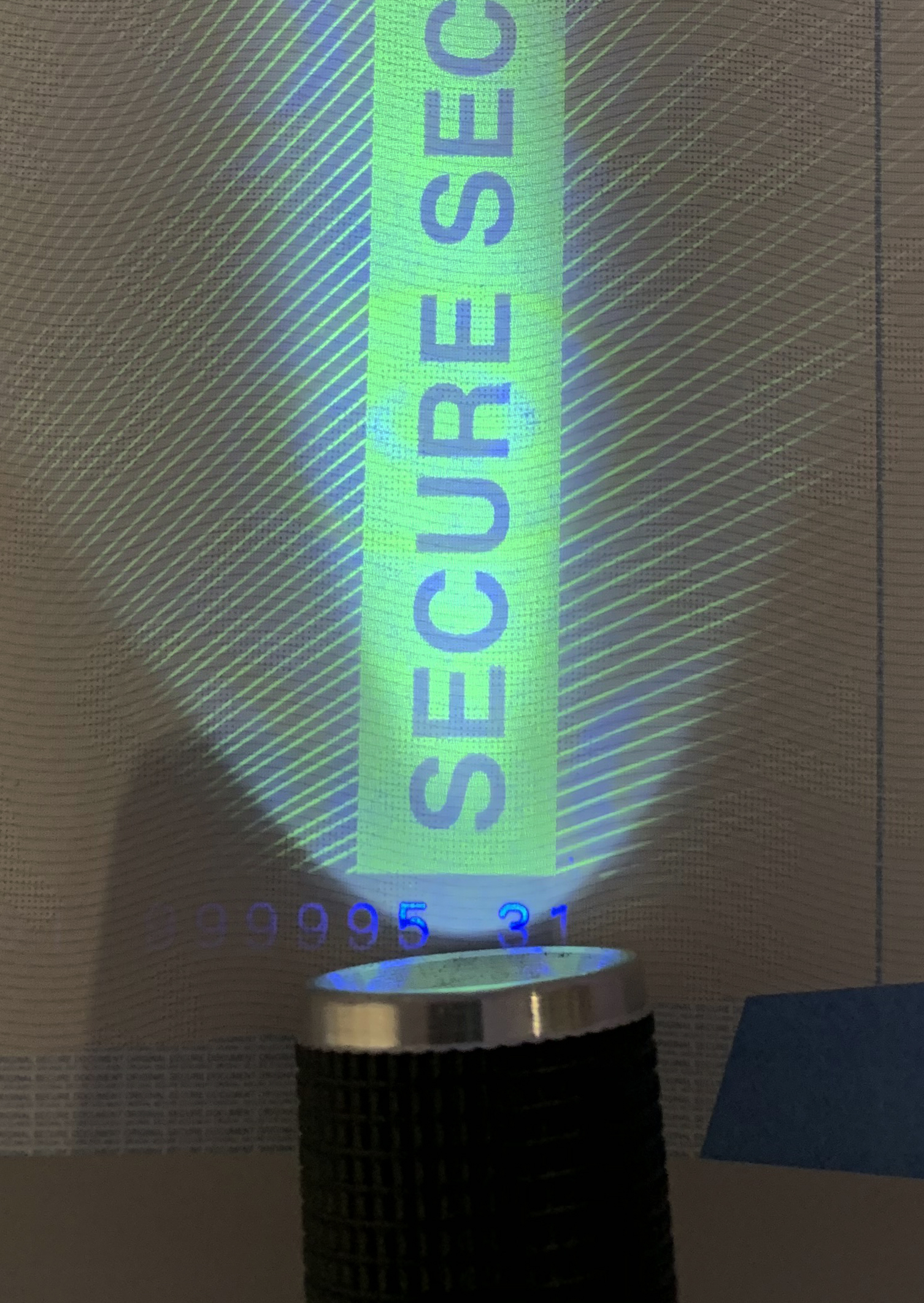 papier securise bande uv verticale visible uv