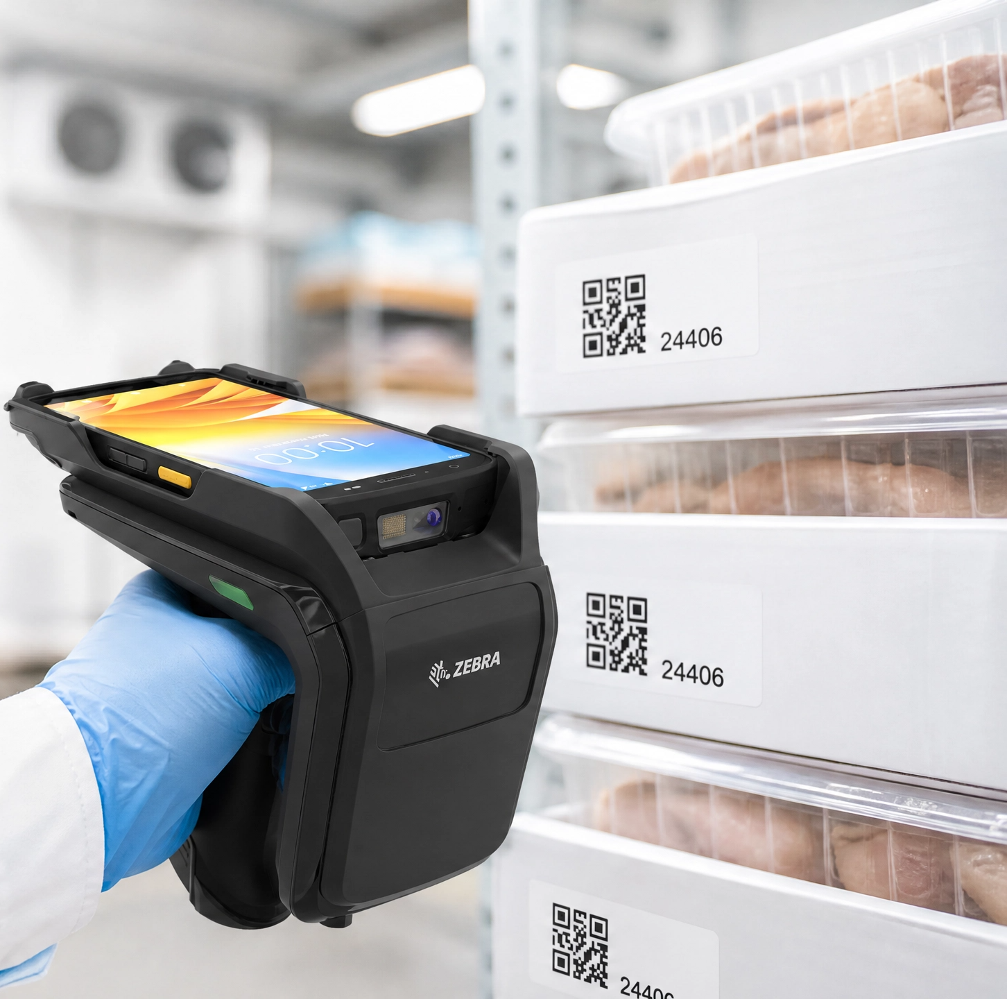 Scan RFID de produits agroalimentaires en entrep&ocirc;t frigorifique avec un lecteur portable
