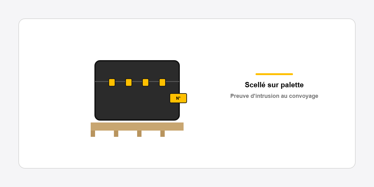 Coffre &eacute;tanche scell&eacute; sur palette avant convoyage