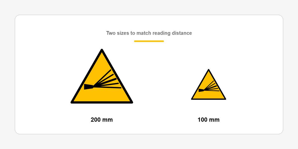 laser radiation warning sign sizes 100 and 200 mm