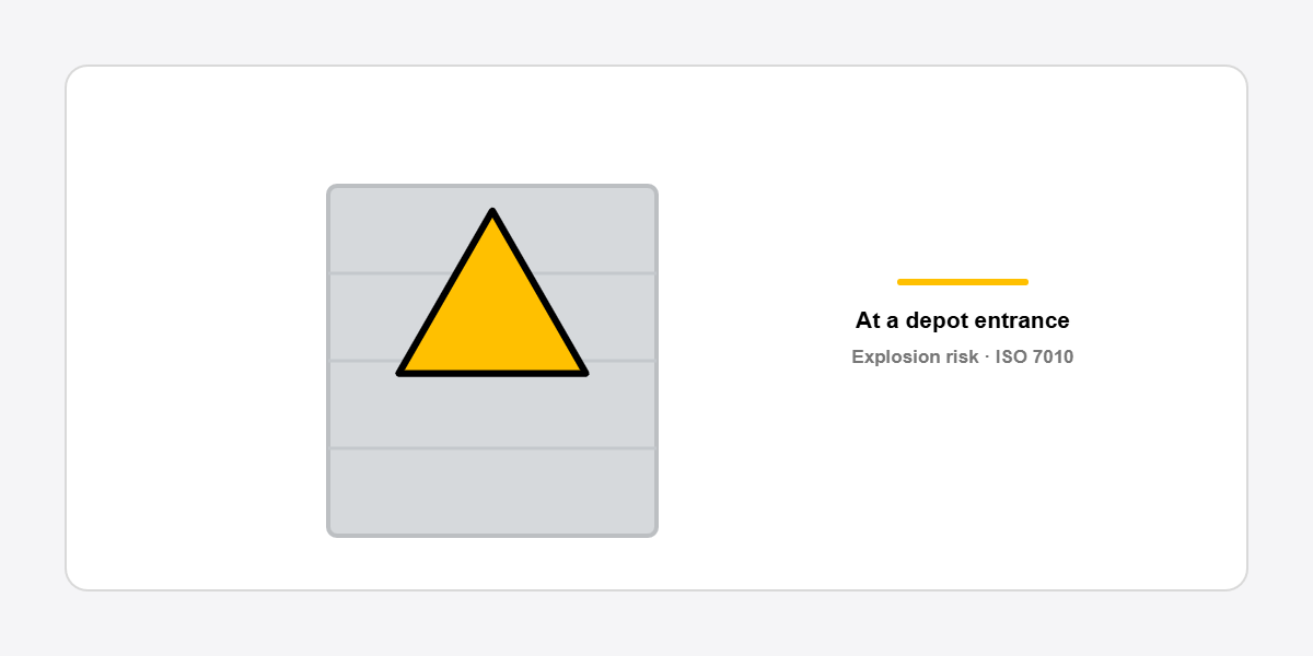 explosive materials warning sign in a storage area