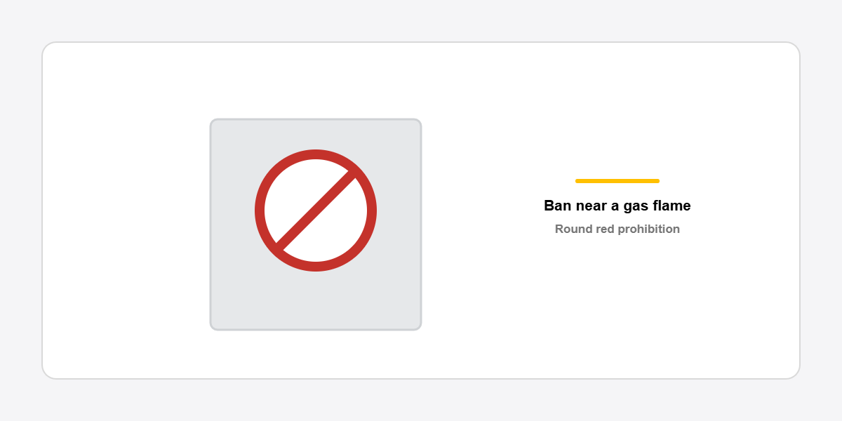 round red do not use on gas flame sign