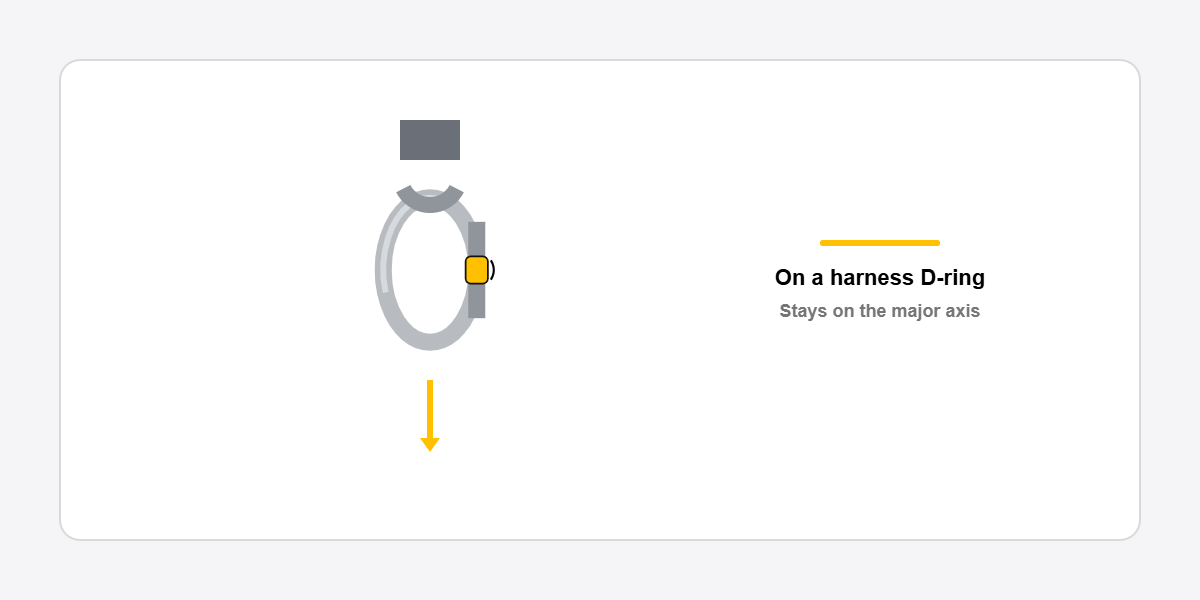 Oval carabiner &ndash; On a harness D-ring